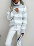 Women's Striped Turtleneck Sweater