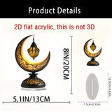 NNETM Crescent Moon Lantern Tabletop Acrylic Decor for Ramadan