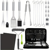 NNETM Stainless BBQ Grill Tool Set with Thermometer (26pcs)