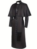 Medieval Priest Role-Play Costume – Long-Sleeve Black Monk Robe