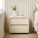 NNETM Bedside Table w/ Fabric Drawers - White