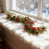 70.87-Inch Red Artificial Poinsettia Berry Vine Flower Garland