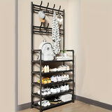 NNETM Stainless Steel Coat & Shoe Rack (8-Hook 4-Tier)