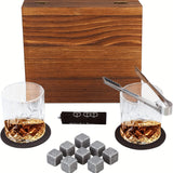NNETM Whiskey Glasses Gift Set with Stones & Tongs