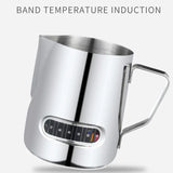 NNEOBA Stainless Steel Milk Frothing Pitcher with Temperature Display 350ml Silver