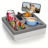 NNETM Silicone Sofa Caddy Tray with Cup & Phone Holder
