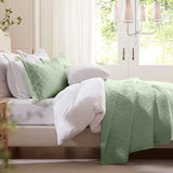 NNETM Grass Green Microfiber 3-Piece 150GSM Bedspread Set - King Size