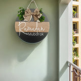 NNETM Ramadan Wooden Door Wreath with Burlap Bow