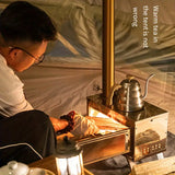 NNETM Stainless Steel Firewood Stove with Chimney - Outdoor Portable Camping Heater