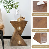 NNETM Concrete Side Table Faux Marble Pedestal Stand