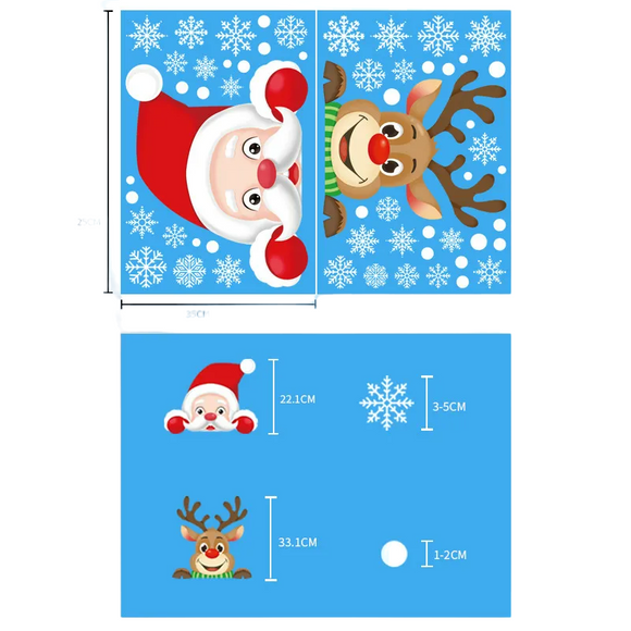 NNEOBA Joyful Christmas Glass Stickers: Festive Home Decor Ornaments
