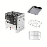 NNETM Portable Stainless Steel Wood Stove: Multi-functional Square Cookware(1pc)