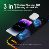 NNETM 3-in-1 Magnetic Wireless Charging Mouse Pad RGB Desk Mat