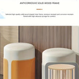 NNETM Solid Wood Frame Microfiber Leather Circular Dressing Stool in Orange Color