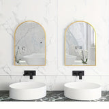 NNETM Arched Wall Mirror with Gold Aluminum Frame – Bathroom & Home Decor
