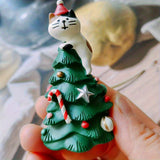 Resin Santa Cat Christmas Miniature Ornaments for Desktop
