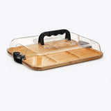 Bamboo Charcuterie Serving Board with Clear Acrylic Lid & Carry Handles