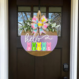 NNETM Farmhouse Easter Welcome Sign Wooden Bunny Wreath
