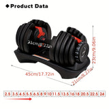 NNETM Adjustable Dumbbell 24KG with Anti-Slip Metal Handle(Black)