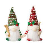 NNEOBA Enchanting Christmas Doll Sled Elf Ski Gnome with LED Light - 28cm (2pc Red Green)