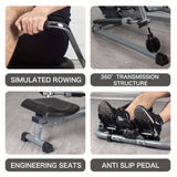 NNETM Foldable Rowing Machine with LCD Monitor - Fitness Trainer(Grey)
