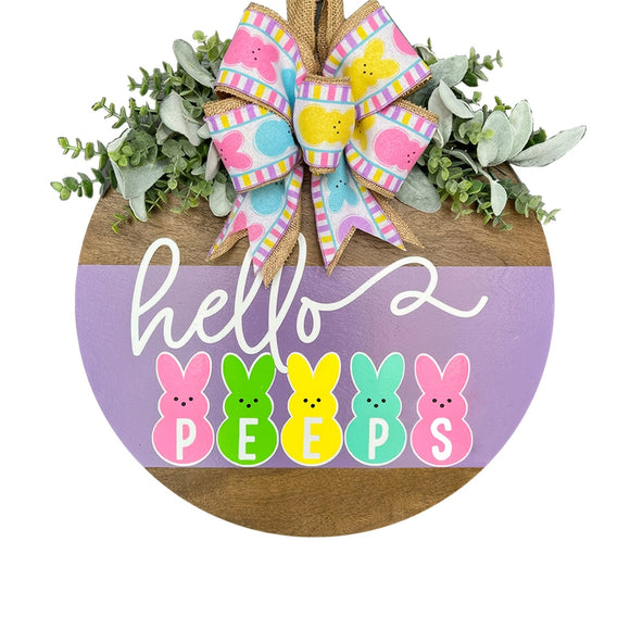 NNETM Farmhouse Easter Welcome Sign Wooden Bunny Wreath