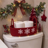 Christmas Rope Storage Basket with White Snowflake Embroidery 1pc
