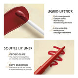 NNETM 12 Matte  Velvet Nude Liquid Lipstick + Lip Liner Set Lip Gloss