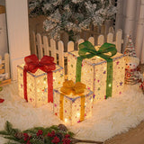 NNEOBA 3PCS Christmas Gift Boxes with Luminous Bows