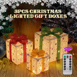 NNEOBA 3PCS Christmas Gift Boxes with Luminous Bows