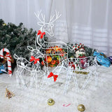 NNEOBA Iron Reindeer Christmas Garden Decor with LED Lights (3PCS )