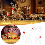 NNEOBA Iron Reindeer Christmas Garden Decor with LED Lights (3PCS )