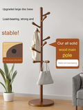 NNETB Solid Walnut Wood Floor Coat Rack - 10 Hooks