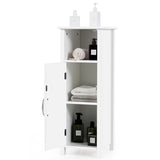 NNECW Adjustable Floor Storage Cabinet with Single Door for Bathroom-White