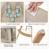 NNECW 3 in 1 Baby High Chair with Adjustable Legs and Tray for Dining-White