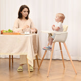NNECW 3 in 1 Baby High Chair with Adjustable Legs and Tray for Dining-White