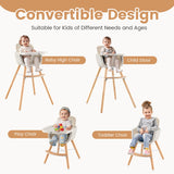 NNECW 3 in 1 Baby High Chair with Adjustable Legs and Tray for Dining-White