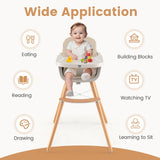 NNECW 3 in 1 Baby High Chair with Adjustable Legs and Tray for Dining-White