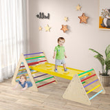 NNECW 3 in 1 Climbing Toy Set with 2 Triangle Ladders and Ramp for Toddlers-Colorful