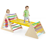 NNECW 3 in 1 Climbing Toy Set with 2 Triangle Ladders and Ramp for Toddlers-Colorful