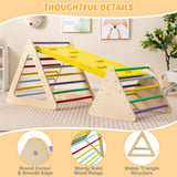 NNECW 3 in 1 Climbing Toy Set with 2 Triangle Ladders and Ramp for Toddlers-Colorful