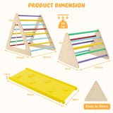 NNECW 3 in 1 Climbing Toy Set with 2 Triangle Ladders and Ramp for Toddlers-Colorful