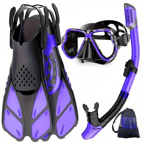 NNETM 3-Piece Snorkeling Set with Fins and Mask