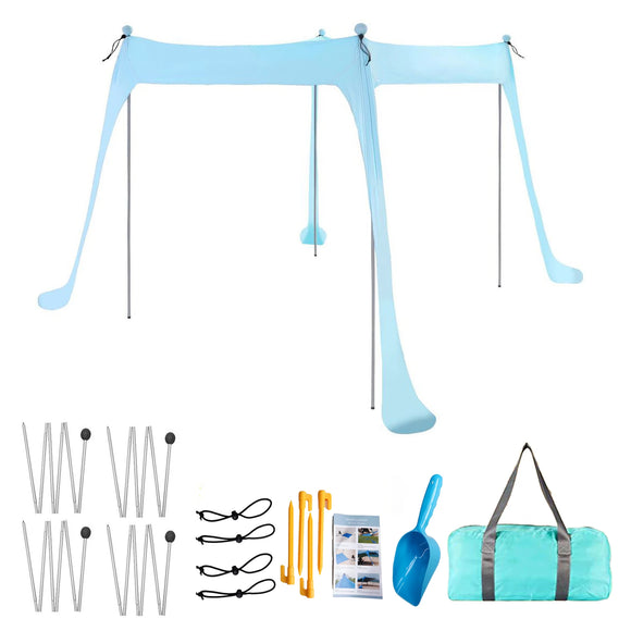 NNEOBA Family Beach Canopy Large Sunshade Tent with Stability Poles (Blue)