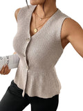 Women's Plus Size Button Vest Top