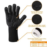 NNETM Fireproof Silicone BBQ Gloves - Heat Resistant, Cut-Resistant, Non-Slip (Black)