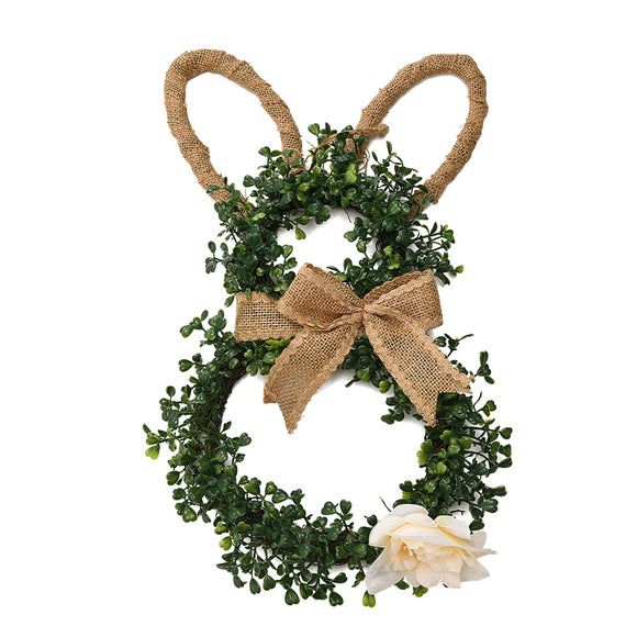 NNETM Spring Decor Easter Bunny-Themed Flower Wreath
