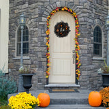 NNETM Halloween Black Wreath with Pumpkin Skull