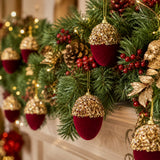12pcs Burgundy Red Velvet Christmas Ball Ornaments