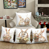 NNETM 4pcs Multicolor Easter Bunny Floral Cushion Covers
